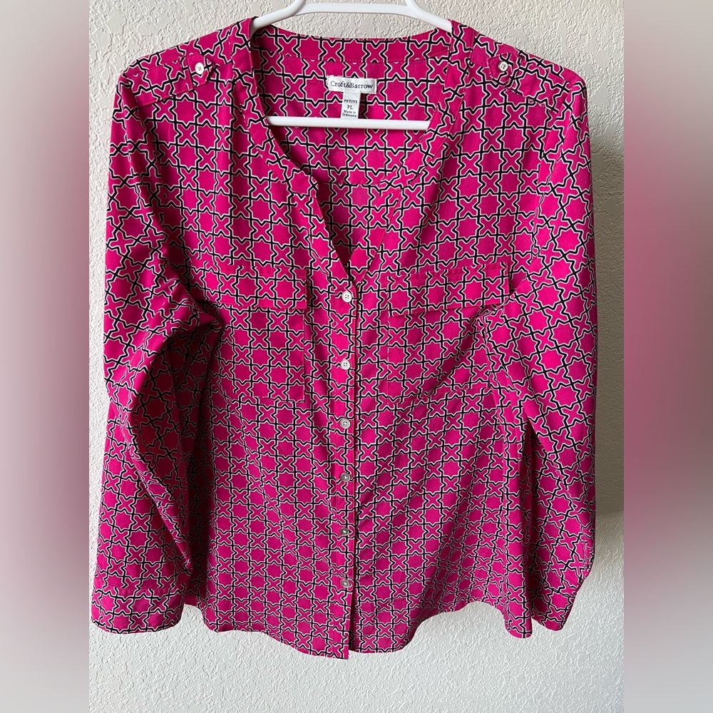 Pink Button Down Work Blouse